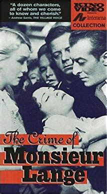 The Crime of Monsieur Lange (1936) - IMDb